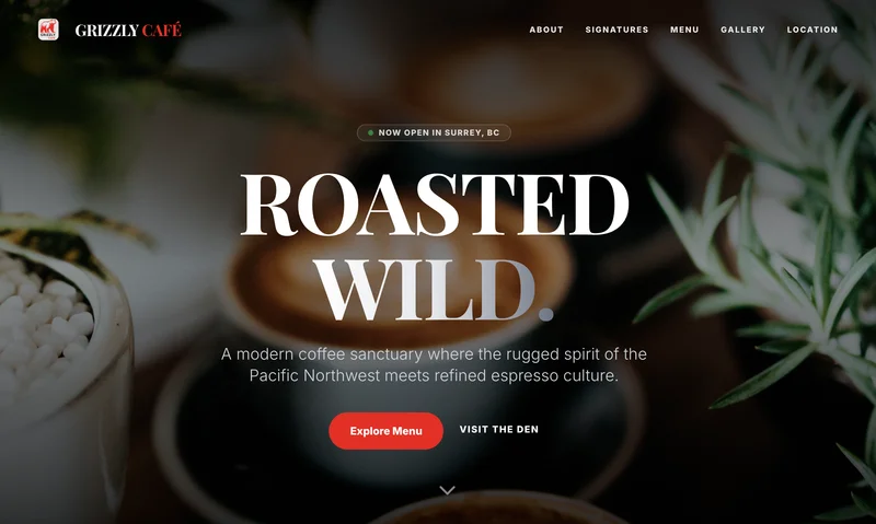 Grizzly Cafe - Cafe & Bakery website by CloverSpace